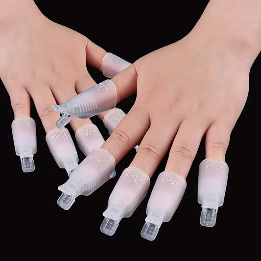 10pcs Fingernail Clip Soak-Off Remover – Nail Polish & Glue Removal Tool