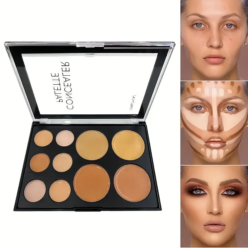 10-Color Full Coverage Concealer Palette – Silky Texture for All Skin Tones