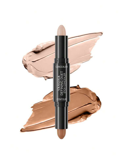 Dual-Ended 2-in-1 Highlight Contour & Concealer Stick - Full Coverage Face Shaping for a Flawless Finish