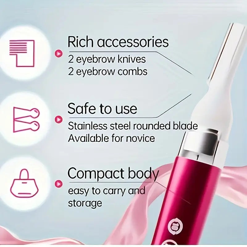 Electric Eyebrow Trimmer – Battery Operated, Stainless Steel Blade