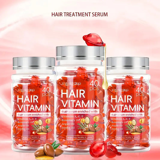 3 Bottles Hair Vitamin Essence Capsules 40pcs – Moisturizing, Heat Protection & Nourishing