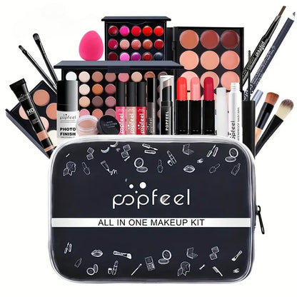 POPFEEL All-in-One Makeup Kit with Storage Case - Multi-Item Cosmetic Set for On-the-Go Beauty