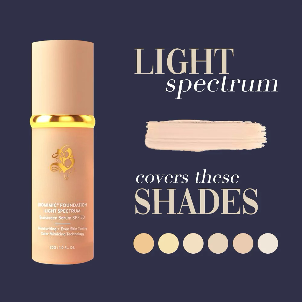 Biomimic Foundation 4-in-1 - Light, Medium & Dark Spectrum for Flawless, Natural Coverage