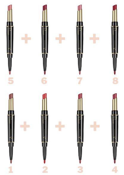 Pudaier 2 in 1 Lipstick + Lip Liner - Perfectly Matched for Flawless Lips