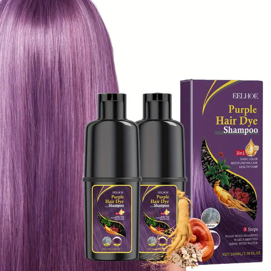 2pcs Purple Hair Dye Shampoo 3-in-1 – Moisturizing, Long-Lasting Color Lock