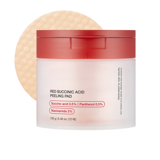 Red Succinic Acid Panthenol Pads - Exfoliating Toner Pads for Breakout-Prone Skin