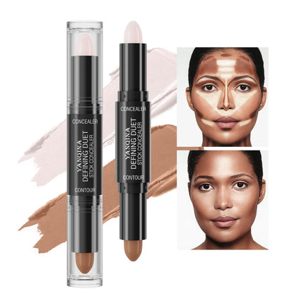 Dual-Ended 2-in-1 Highlight Contour & Concealer Stick - Full Coverage Face Shaping for a Flawless Finish