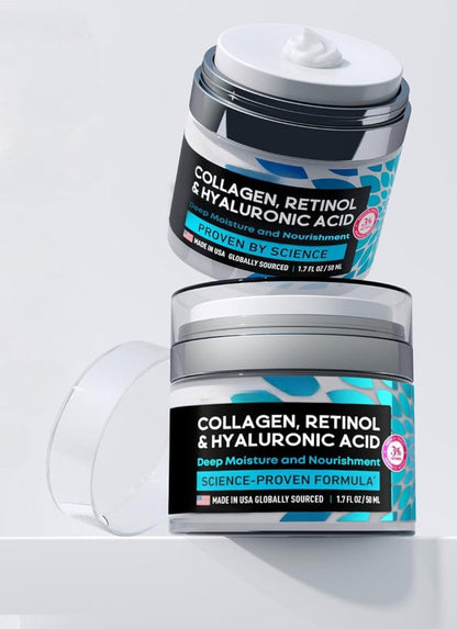 Collagen, Retinol & Hyaluronic Acid Cream - Anti-Aging Face Moisturizer for Face, Neck & Décolleté - Daily Face Cream - 1.7 fl.oz