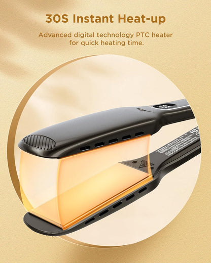 Wide Flat Iron Hair Straightener - Professional 1.75-Inch Titanium Plates for Silky Smooth Hair