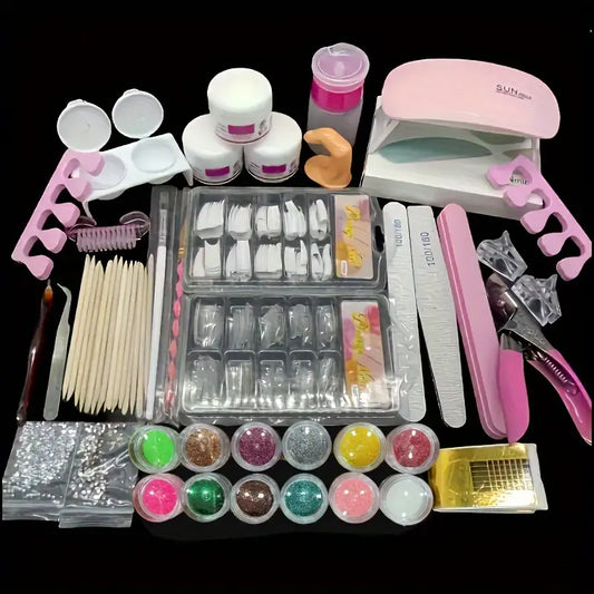 Complete Gel Nail Set – LED Lamp, Nail Drill, Acrylic Powder, Art Tools