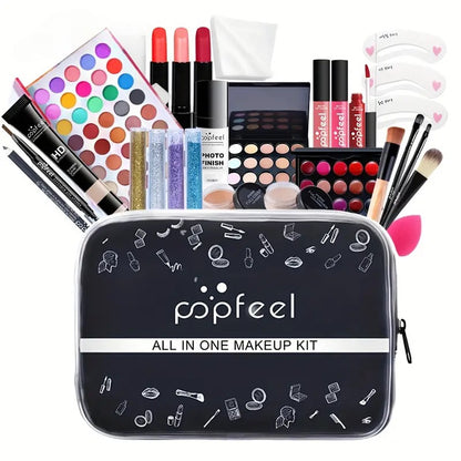 POPFEEL All-in-One Makeup Kit with Storage Case - Multi-Item Cosmetic Set for On-the-Go Beauty