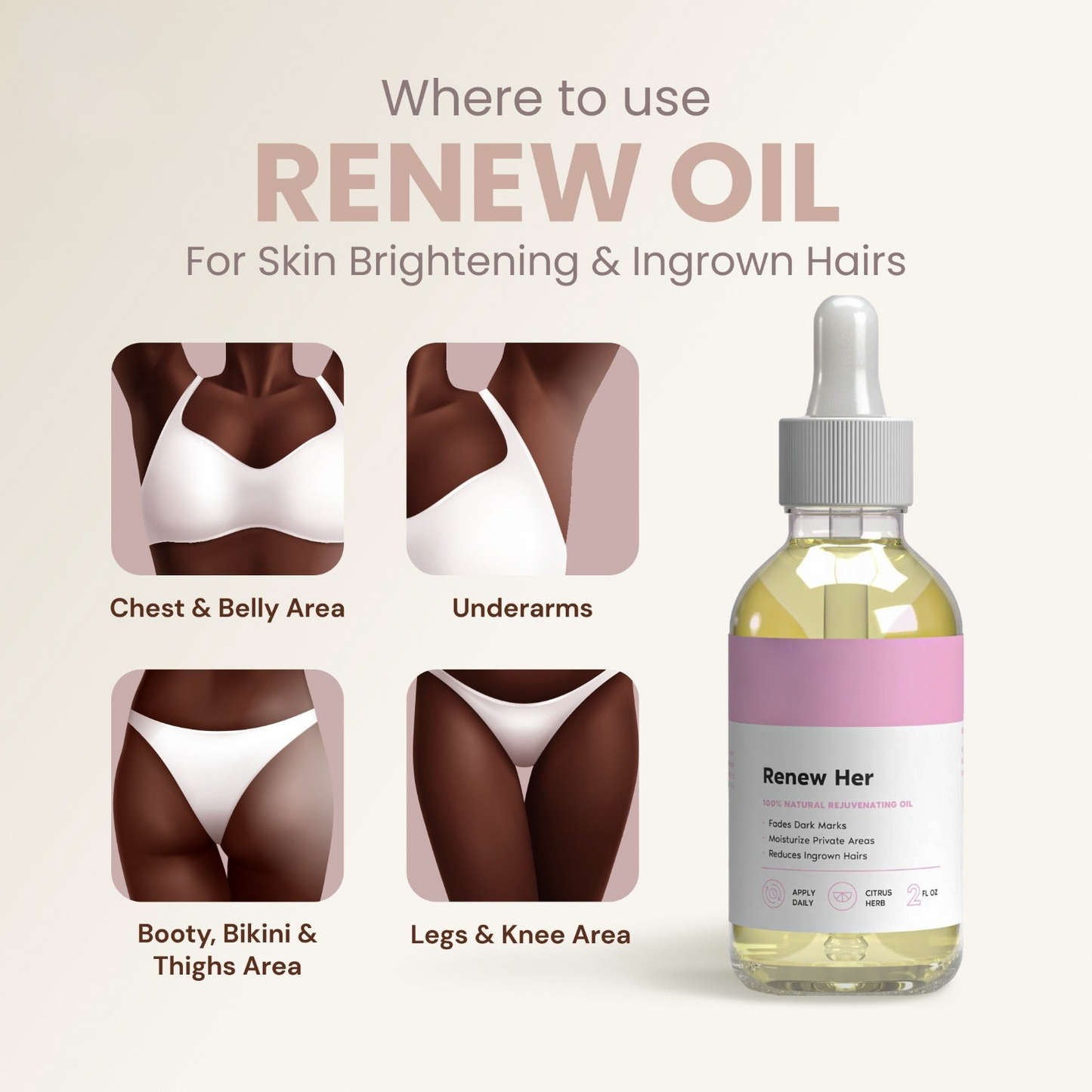 Renew Her Yoni Oil - For Dryness, Ingrown Hair & Dark Marks