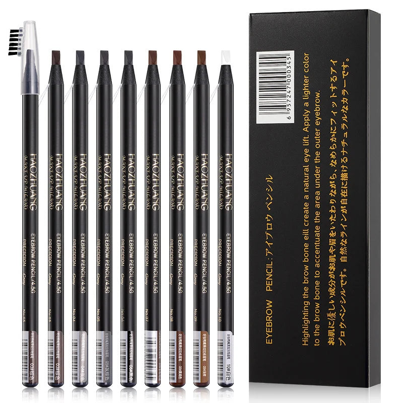 5PCS Haozhuang Eyebrow Pencil Set - Natural Waterproof Long-Lasting Tattoo Brush Cosmetic for Professional Makeup