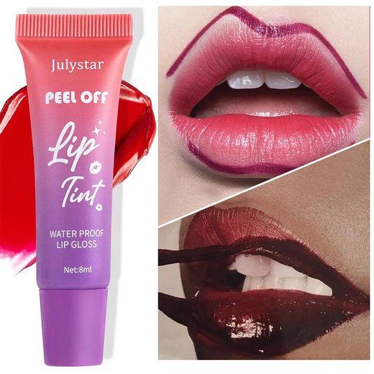 6 Colors Peel-Off Lip Stain – Fruity Matte Tint, Waterproof & Long-Lasting Lip Glaze