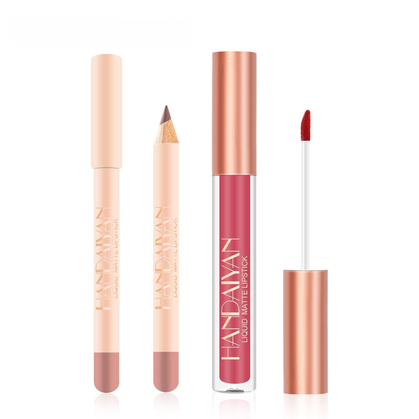 Handaiyan 2Pcs Matte Lip Liner & Lip Stick Set - Velvety, Full Coverage, No-Smudge Wear