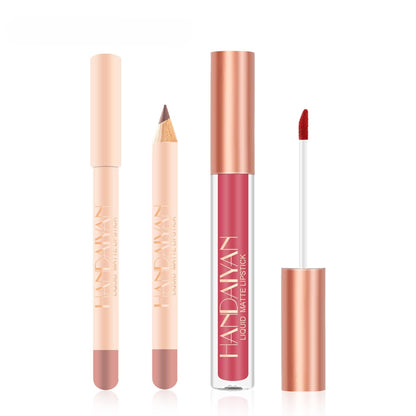 Handaiyan 2Pcs Matte Lip Liner & Lip Stick Set - Velvety, Full Coverage, No-Smudge Wear