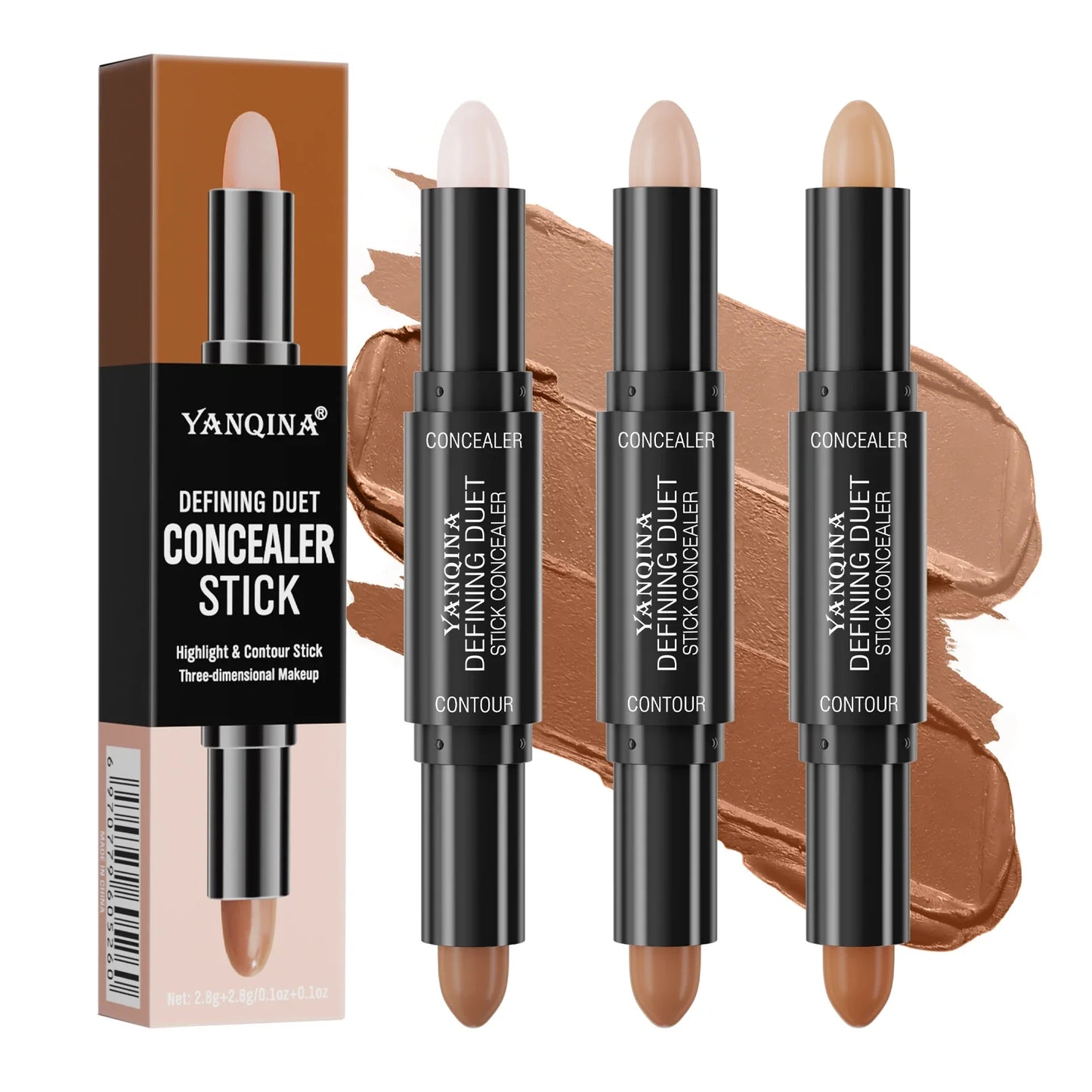 Dual-Ended 2-in-1 Highlight Contour & Concealer Stick - Full Coverage Face Shaping for a Flawless Finish