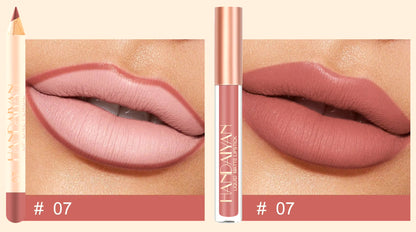 Handaiyan 2Pcs Matte Lip Liner & Lip Stick Set - Velvety, Full Coverage, No-Smudge Wear