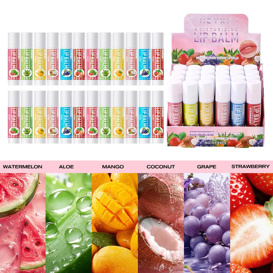 24PCS Fruit Lip Balm Set – Natural Moisturizing & Hydrating Care