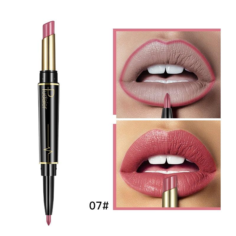 Pudaier 2 in 1 Lipstick + Lip Liner - Perfectly Matched for Flawless Lips