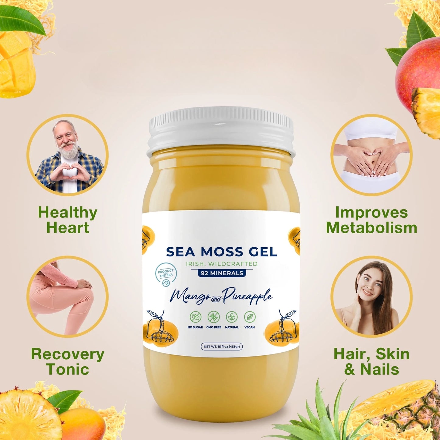 Sea Moss Gel Mango & Pineapple – Tropical Superfood for Health & Wellness