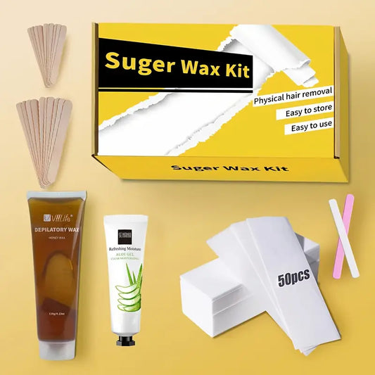 120g Viilife Sugaring Wax Set – Hypoallergenic, Aloe Vera & 50 Strips