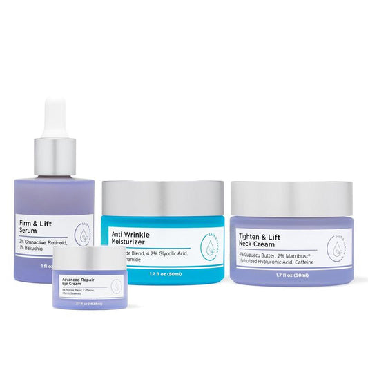 Ultimate Firming Set - Tighten and Lift Neck Cream, Glyco-Peptide Anti Wrinkle Face Cream, Actives Firm & Lift Serum, Advanced Repair Eye Cream