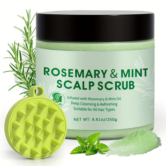 2-Pack Rosemary & Mint Scalp Scrub with Massage Brush – Deep Cleansing & Moisturizing for Dry Scalp, All Hair Types