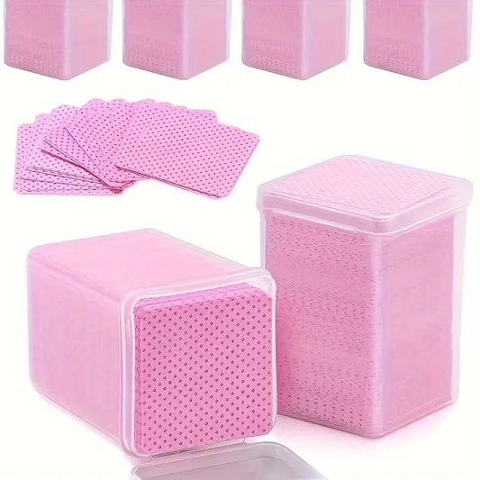 1200PCS Lint-Free Nail Wipes – Pink Non-Woven Pads for Lash Glue Cleaning