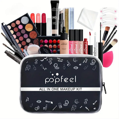 POPFEEL All-in-One Makeup Kit with Storage Case - Multi-Item Cosmetic Set for On-the-Go Beauty