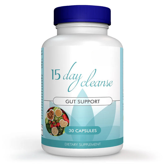 15 Day 15-Day Cleanse - Gut & Colon Support | Caffeine-Free Detox with Senna & Psyllium Husk | 30 Capsules