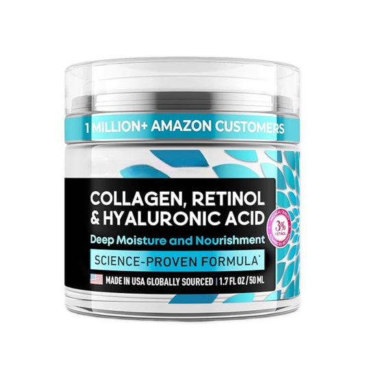 Collagen, Retinol & Hyaluronic Acid Cream - Anti-Aging Face Moisturizer for Face, Neck & Décolleté - Daily Face Cream - 1.7 fl.oz