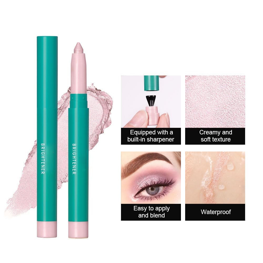 4Pcs Eyeshadow Stick, Eye shadow Brightener Stick Glitter Highlighter Makeup Eye Liner, Shimmer Creamy Long Lasting Eye Makeup (4 colors)