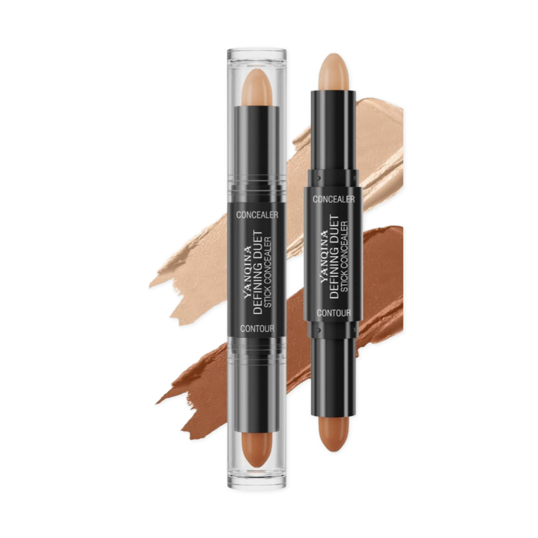 Dual-Ended 2-in-1 Highlight Contour & Concealer Stick - Full Coverage Face Shaping for a Flawless Finish