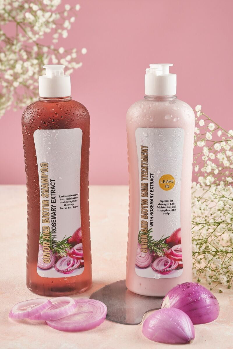 Onion, Rosemary, and Biotin Set: Strengthening Shampoo and Hair Treatment (248ml)